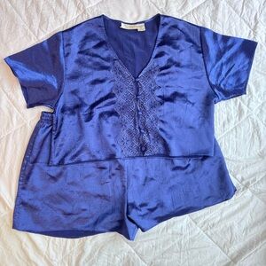 Vintage Victoria Secret Blue Purple Satin Sleep Set
